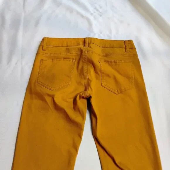 Emperial Women’s Size 7 Mustard Yellow Skinny Stretch Low Rise Jeans Embellished - Picture 14 of 15